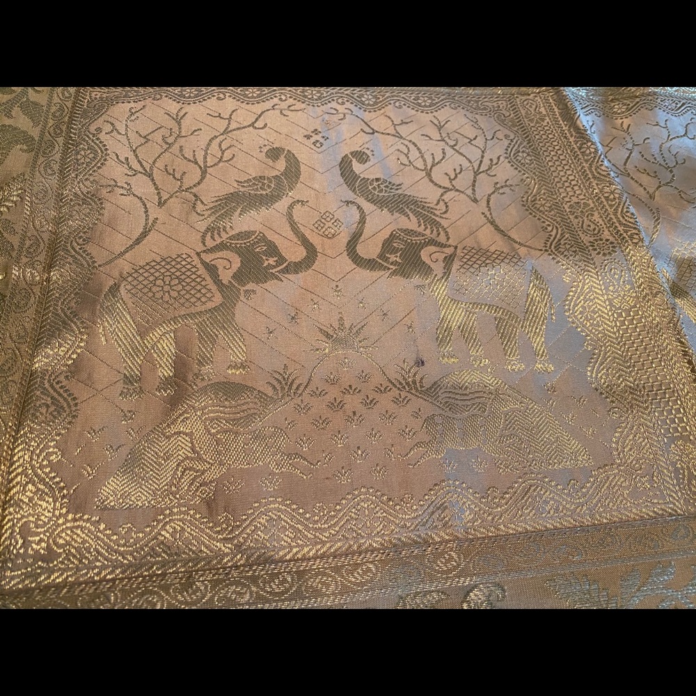 Gold embroidered elephant table runner